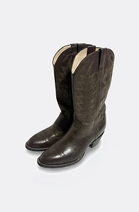 Vintage 1970's Deadstock Custom Embroidered Dark Cowboy Boots