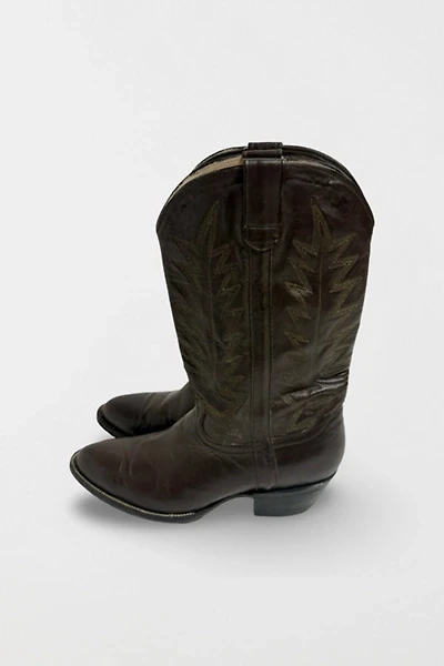 Vintage 1970's Deadstock Custom Embroidered Dark Cowboy Boots