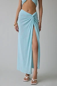 AFRM Lorli Burnout Velvet Paisley Knot-Front Maxi Skirt