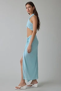 AFRM Lorli Burnout Velvet Paisley Knot-Front Maxi Skirt