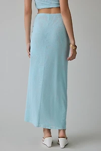AFRM Lorli Burnout Velvet Paisley Knot-Front Maxi Skirt