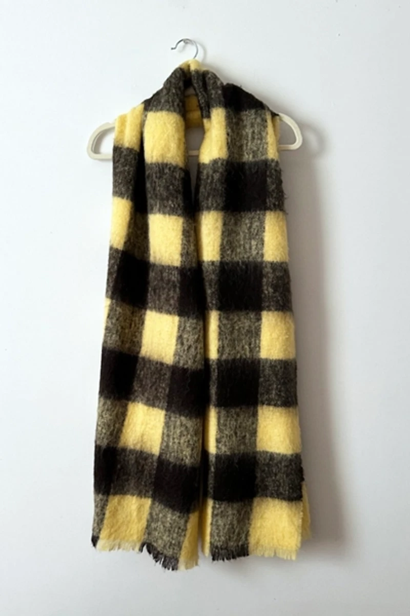 Our Legacy Plaid Mohair Yellow Brown Scarf