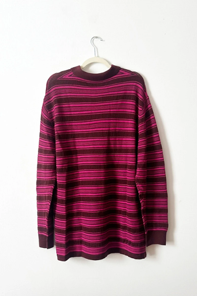 Wales Bonner Burgundy Billie Stripe Knit Polo