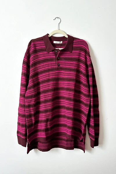 Wales Bonner Burgundy Billie Stripe Knit Polo