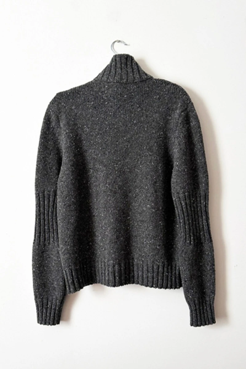 YMC Donegal Wool Ribbed Grey Zip Sweater