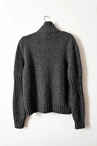 YMC Donegal Wool Ribbed Grey Zip Sweater