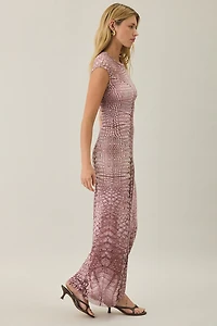 AFRM Mylo Crew Neck Cap Sleeve Mesh Maxi Dress
