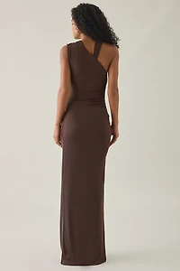 AFRM Swezey Hardware Detail Asymmetric Draped Maxi Dress