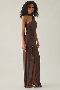 AFRM Swezey Hardware Detail Asymmetric Draped Maxi Dress