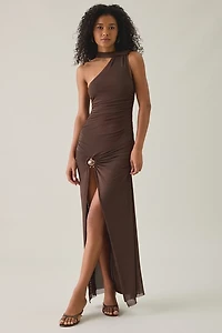 AFRM Swezey Hardware Detail Asymmetric Draped Maxi Dress