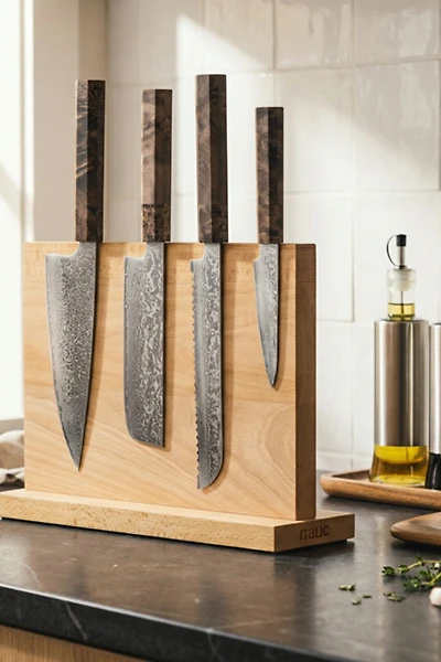 Italic European Beech Wood Magnetic Knife Block