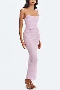 Miss Circle Raylee Beaded Mesh Strapless Maxi Dress