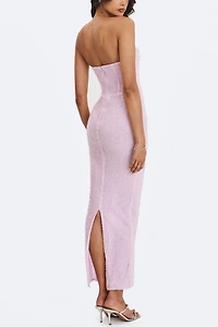 Miss Circle Raylee Beaded Mesh Strapless Maxi Dress