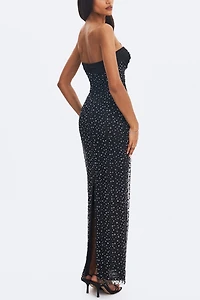 Miss Circle Preslie Satin & Crystal Mesh Maxi Dress