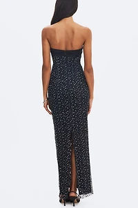 Miss Circle Preslie Satin & Crystal Mesh Maxi Dress