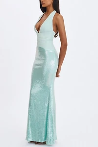 Miss Circle Wendale Sequin Plunging Mermaid Maxi Dress