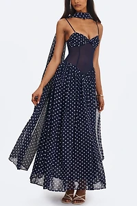 Miss Circle Juliette Polka Dot Chiffon Maxi Dress