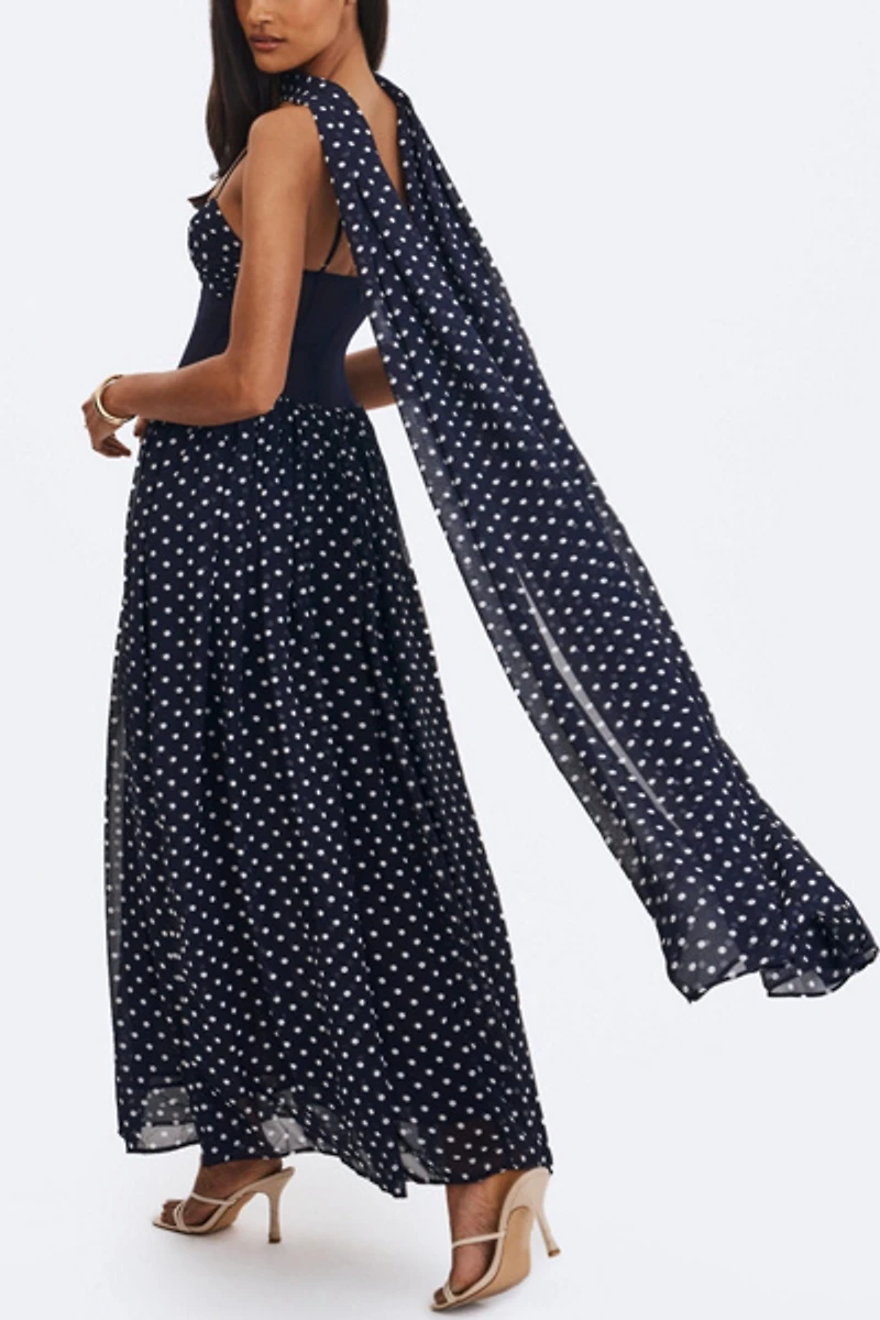 Miss Circle Juliette Polka Dot Chiffon Maxi Dress