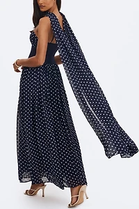 Miss Circle Juliette Polka Dot Chiffon Maxi Dress