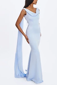 Miss Circle Eira Cowl Scarf-Detail Mermaid Maxi Dress