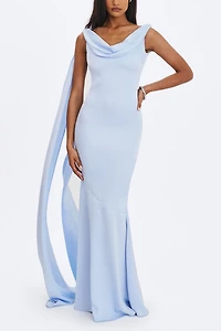 Miss Circle Eira Cowl Scarf-Detail Mermaid Maxi Dress