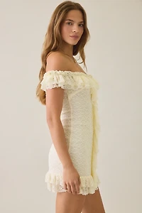 Kimchi Blue Feels Right Ruffle Lace Off-The-Shoulder Mini Dress