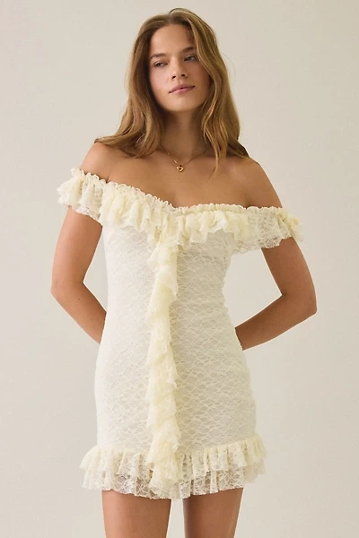 Kimchi Blue Feels Right Ruffle Lace Off-The-Shoulder Mini Dress