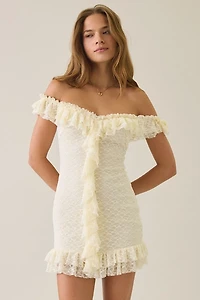 Kimchi Blue Feels Right Ruffle Lace Off-The-Shoulder Mini Dress