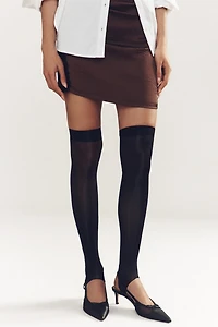 LECHERY® Lustrous Silky Stirrup Thigh High Tights
