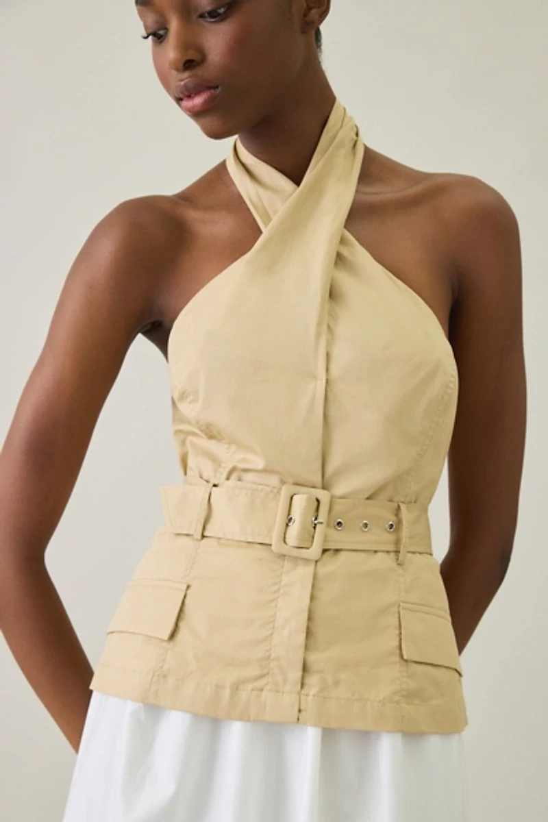 ASTR The Label Aleda Double Layer Halter Midi Dress