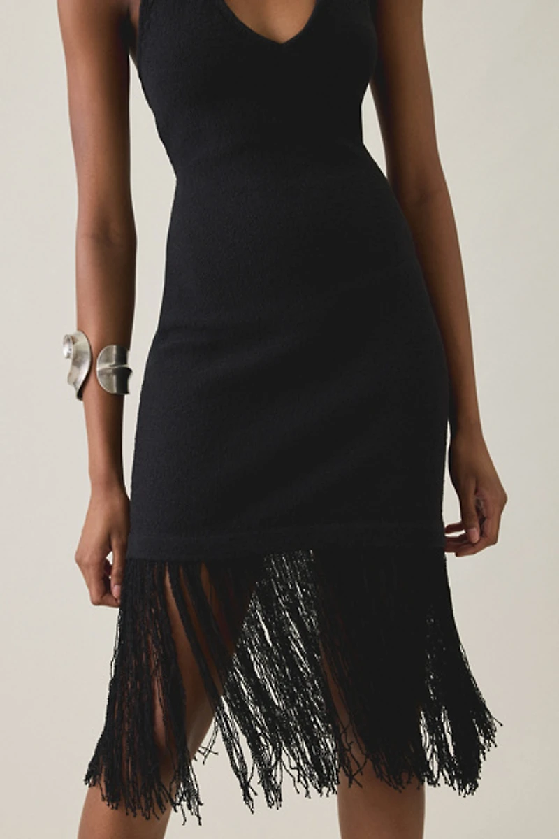 ASTR The Label Kate Sweater Knit Fringe Mini Dress