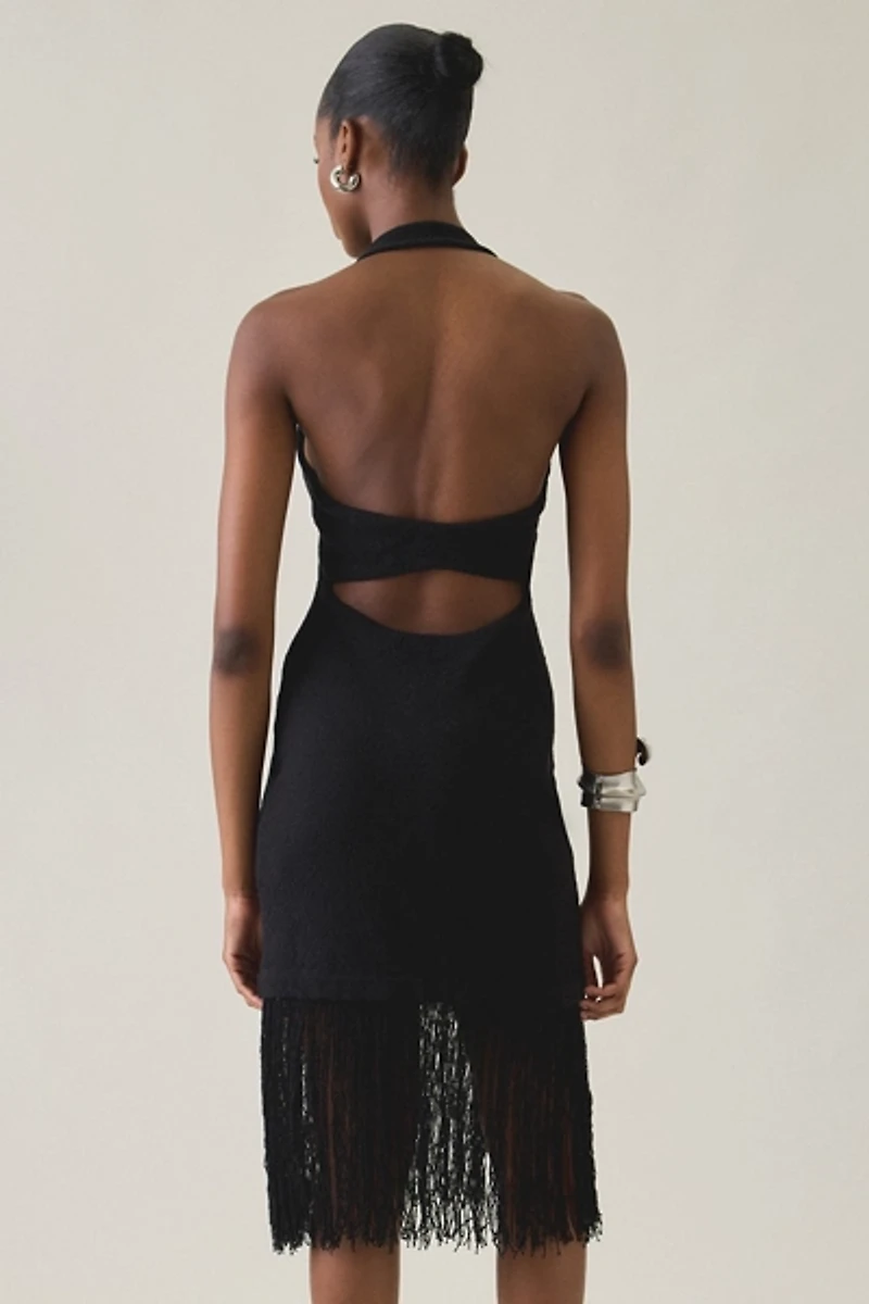 ASTR The Label Kate Sweater Knit Fringe Mini Dress