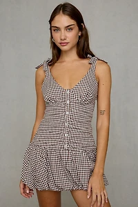 ASTR The Label Jeliany Bubble Hem Drop Waist Mini Dress