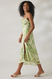ASTR The Label Gaia Cowl Neck Satin Midi Dress