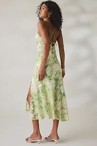ASTR The Label Gaia Cowl Neck Satin Midi Dress