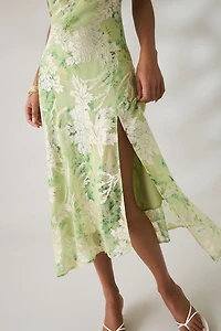 ASTR The Label Gaia Cowl Neck Satin Midi Dress