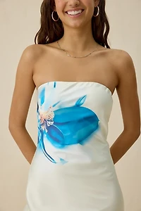 ASTR The Label Annabeth Orchid Satin Strapless Maxi Dress