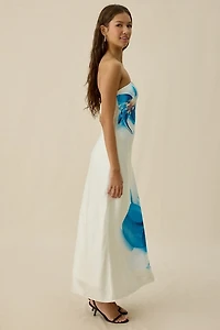 ASTR The Label Annabeth Orchid Satin Strapless Maxi Dress