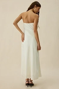 ASTR The Label Annabeth Orchid Satin Strapless Maxi Dress