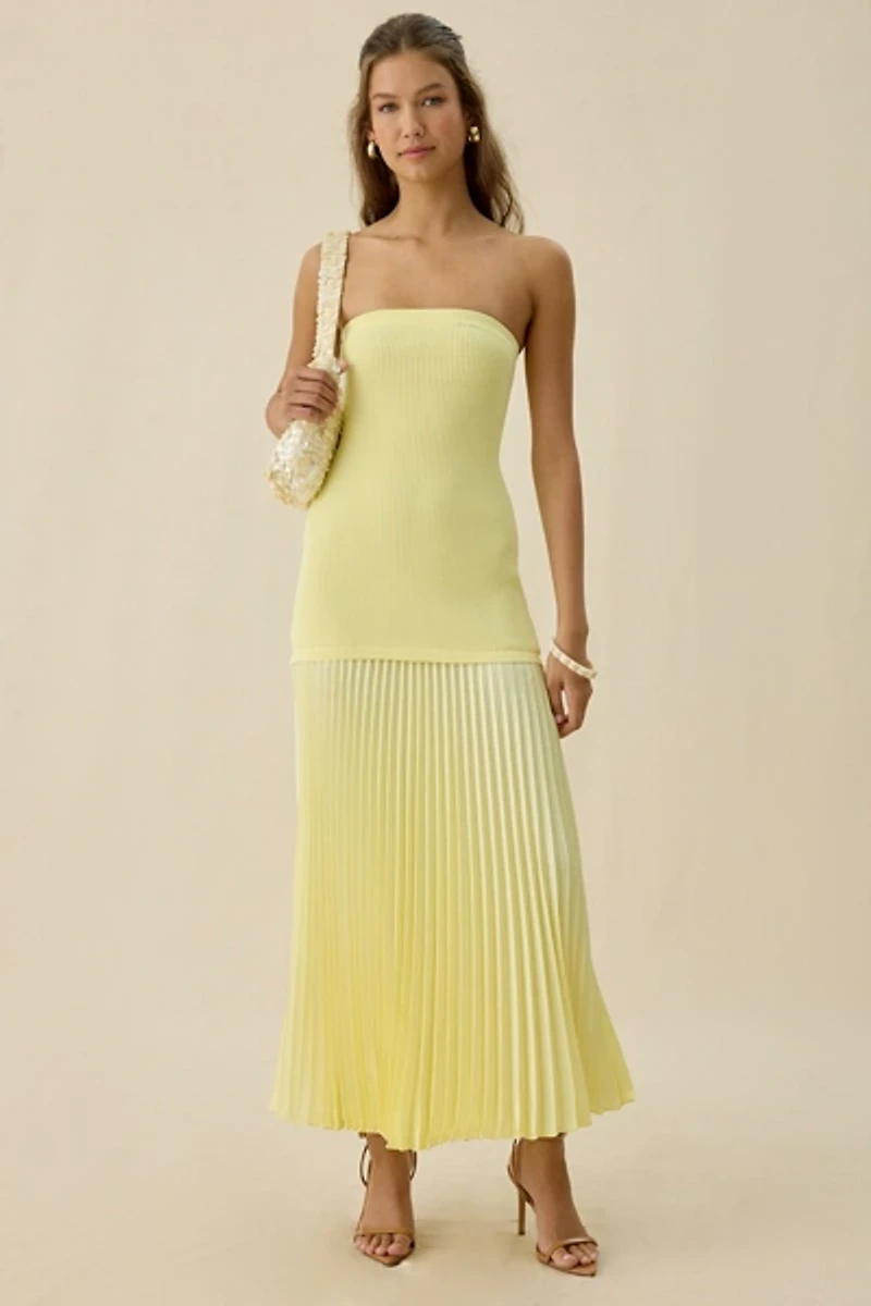 ASTR The Label Selune Mixed Media Strapless Maxi Dress