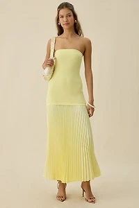 ASTR The Label Selune Mixed Media Strapless Maxi Dress