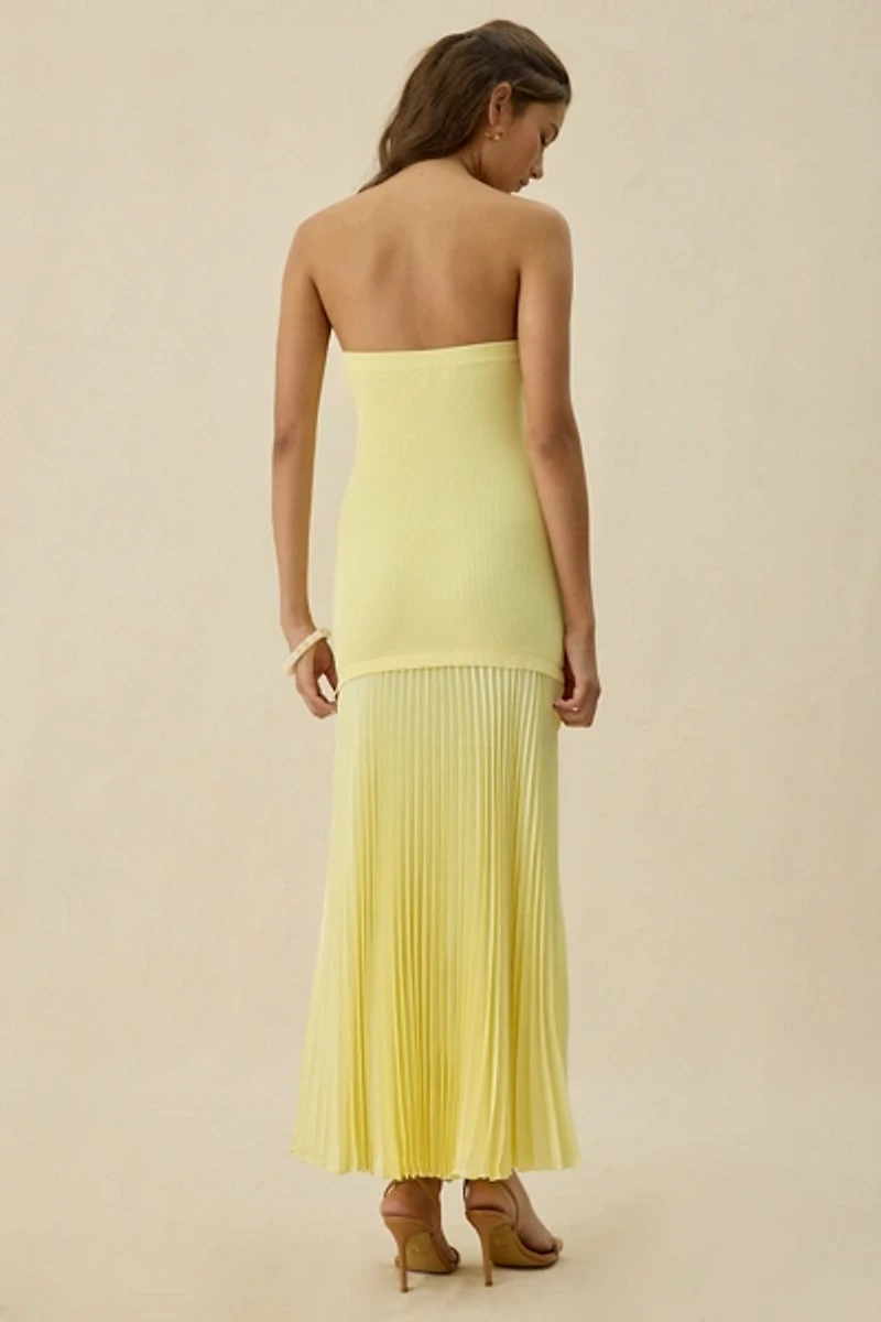 ASTR The Label Selune Mixed Media Strapless Maxi Dress