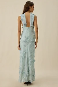 ASTR The Label Ashley 3D Floral High Neck Maxi Dress