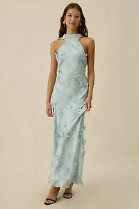 ASTR The Label Ashley 3D Floral High Neck Maxi Dress