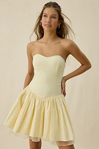 ASTR The Label Bijou Mixed Media Strapless Mini Dress