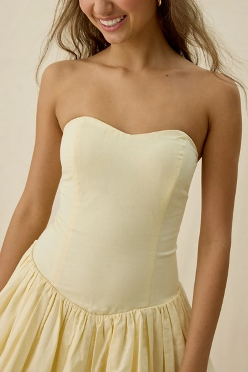ASTR The Label Bijou Mixed Media Strapless Mini Dress