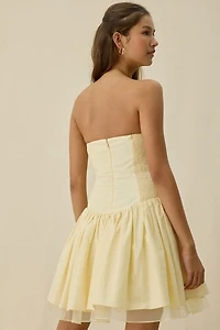 ASTR The Label Bijou Mixed Media Strapless Mini Dress