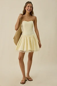 ASTR The Label Bijou Mixed Media Strapless Mini Dress