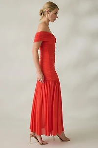 ASTR The Label Andreanna Ruched Off-The-Shoulder Maxi Dress