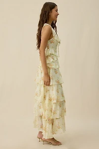 ASTR The Label Adessa Floral Tiered Ruffle Maxi Dress